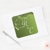 Elegant Chartreuse Green Wedding Mit Monogramm Quadratischer Aufkleber (Umschlag)