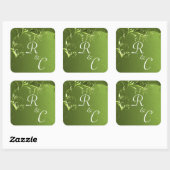 Elegant Chartreuse Green Wedding Mit Monogramm Quadratischer Aufkleber (Blatt)