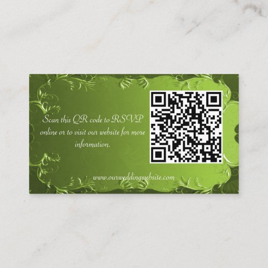 Elegant Chartreuse Green Wedding Website Begleitkarte (Rückseite)