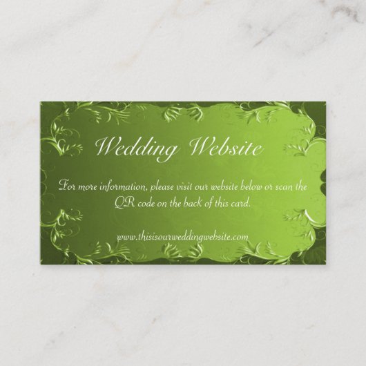 Elegant Chartreuse Green Wedding Website Begleitkarte (Vorderseite)