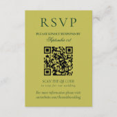 Elegant Chartreuse Minimalist Wedding QR Code RSVP Karte (Vorderseite)