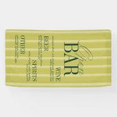 Elegant Chartreuse Stripe Open Bar Menu Wedding Banner (Horizontal)