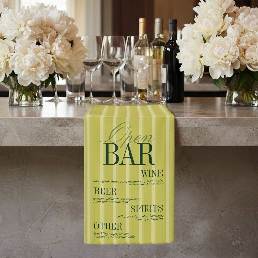 Elegant Chartreuse Stripe Open Bar Menu Wedding Banner
