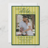 Elegant Chartreuse Stripe Pattern Photo Wedding Einladung (Vorderseite)