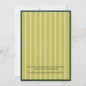 Elegant Chartreuse Stripe Pattern Photo Wedding Einladung (Rückseite)
