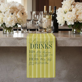 Elegant Chartreuse Stripe Signature Drinks Wedding Banner
