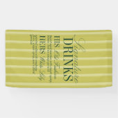 Elegant Chartreuse Stripe Signature Drinks Wedding Banner (Horizontal)