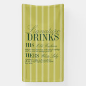 Elegant Chartreuse Stripe Signature Drinks Wedding Banner (Vertikal)