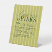 Elegant Chartreuse Stripe Signature Drinks Wedding Sockelschild (Vorderseite)