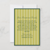 Elegant Chartreuse Stripe Wedding Thank You Card Dankeskarte (Rückseite)