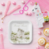 Elegant Chateau French Romance Bridal Shower Pappteller (Party)