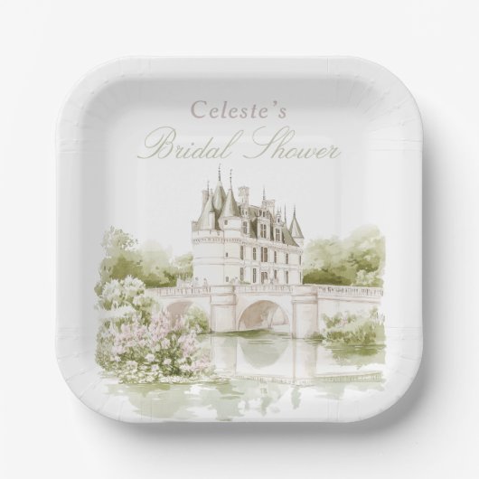 Elegant Chateau French Romance Bridal Shower Pappteller (Vorderseite)