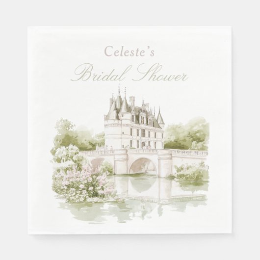 Elegant Chateau French Romance Bridal Shower  Serviette (Vorderseite)