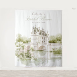 Elegant Chateau French Romance Bridal Shower Wandteppich