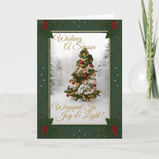 Elegant Cheerful Christmas Tree Design Karte (Vorderseite)