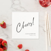 Elegant Cheers Black Script Custom Wedding Napkins Serviette (Beispiel)