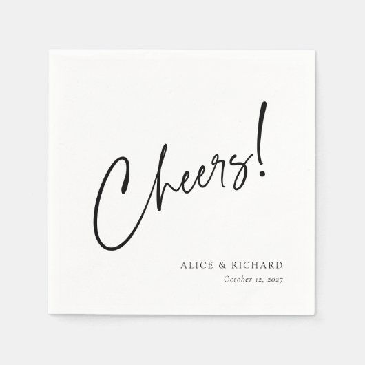 Elegant Cheers Black Script Custom Wedding Napkins Serviette (Vorderseite)