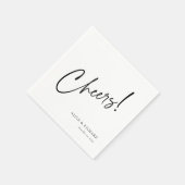 Elegant Cheers Black Script Custom Wedding Napkins Serviette (Ecke)