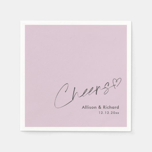 Elegant Cheers Hand Lettering Lilac Wedding Serviette (Vorderseite)