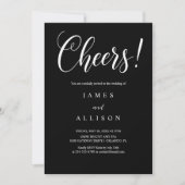Elegant Cheers Script Black Wedding Invitation Einladung (Vorderseite)