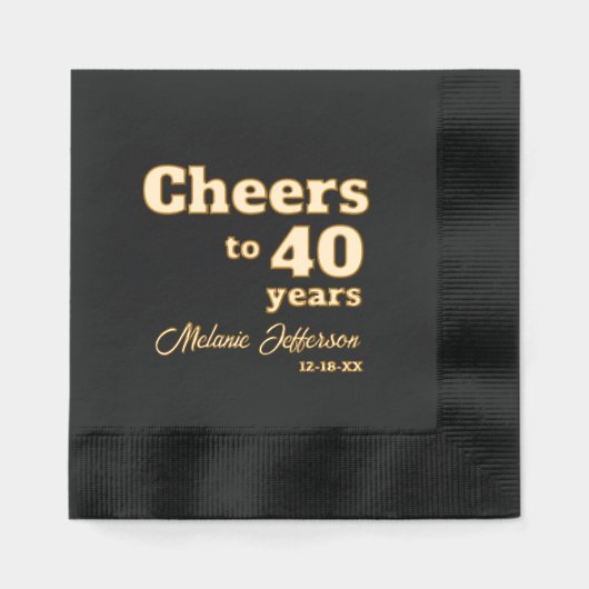 Elegant Cheers to 40 Years 40 th Birthday Servietten Mit Folie (Vorderseite)