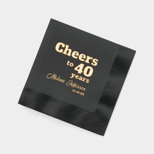 Elegant Cheers to 40 Years 40 th Birthday Servietten Mit Folie (Links)