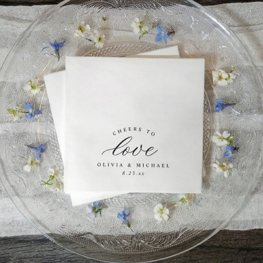 Elegant Cheers to Love Old Money Classic Wedding Serviette