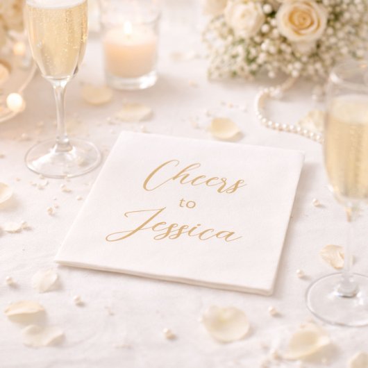 Elegant Cheers to Script Birthday Party Serviette