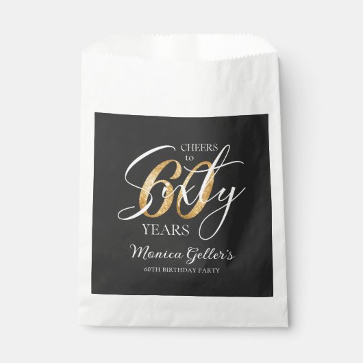 Elegant Cheers to Sixty | 60. Black Gold Geburtsta Geschenktütchen (Vorderseite)
