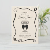 Elegant Cheers to the New Year Invitation Einladung (Stehend Vorderseite)