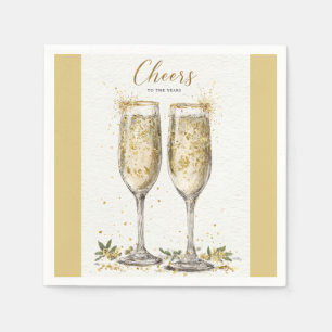 Elegant "Cheers to the Years" Goldener Champagner Serviette