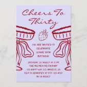 Elegant Cheers to Thirty Cocktail 30th Birthday Einladung (Vorderseite)