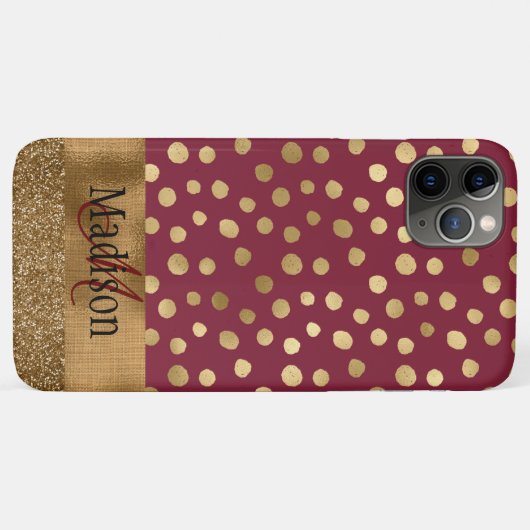Elegant Cheetah Gold Burgundy Monogram Metallic Case-Mate iPhone Hülle (Rückseite (Horizontal))
