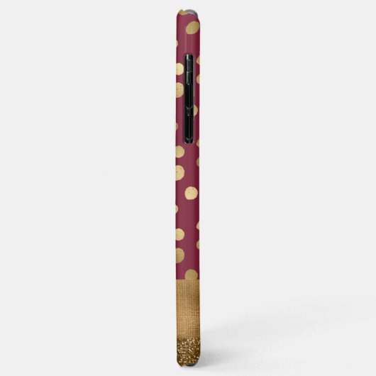 Elegant Cheetah Gold Burgundy Monogram Metallic Case-Mate iPhone Hülle (Hinten/Links)