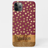 Elegant Cheetah Gold Burgundy Monogram Metallic Case-Mate iPhone Hülle (Rückseite)