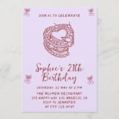 Elegant Cherry Birthday Invitation with Heart Cake Einladung (Vorderseite)