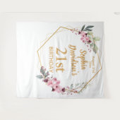 Elegant Cherry Blossom 21st Birthday Backdrop Wandteppich (Vorderseite (Horizontal))