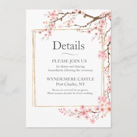 Elegant Cherry Blossom Begleitkarte (Vorderseite)