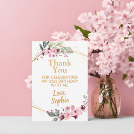 Elegant Cherry Blossom Birthday Thank You Cards Dankeskarte