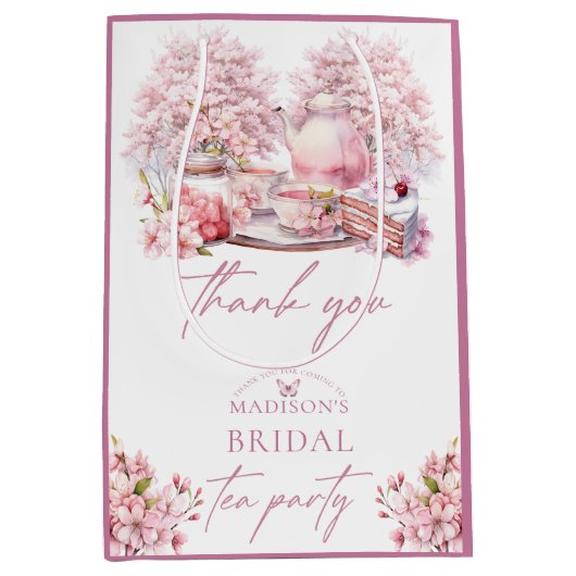 Elegant Cherry Blossom Bridal Tee Mittlere Geschenktüte (Vorderseite)