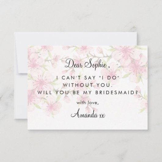 Elegant Cherry Blossom Bridesmaid Vorschlag (Rückseite)