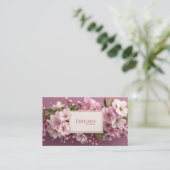 Elegant Cherry Blossom Garland Mauve Visitenkarte (Stehend Vorderseite)