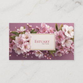 Elegant Cherry Blossom Garland Mauve Visitenkarte