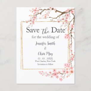 Elegant Cherry Blossom Hochzeit speichern Sie das  Postkarte