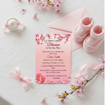Elegant Cherry Blossom Pink Floral Baby Shower