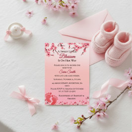 Elegant Cherry Blossom Pink Floral Baby Shower Einladung