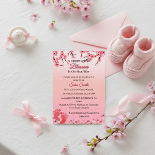 Elegant Cherry Blossom Pink Floral Baby Shower Einladung