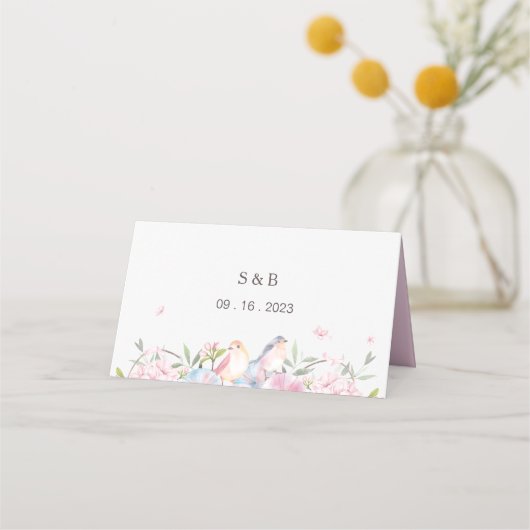 Elegant Cherry Blossom Sakura Wedding Platzkarte (Rückseite)