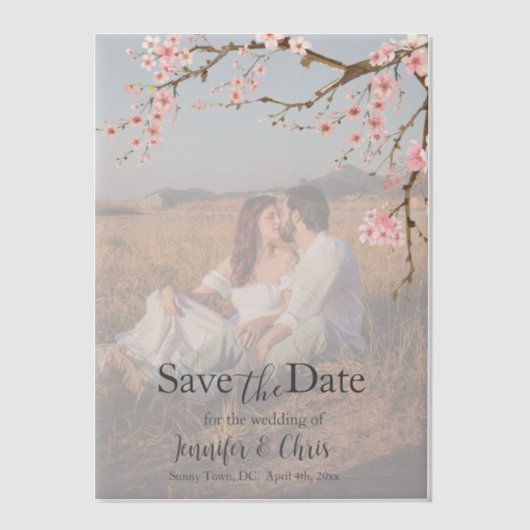 Elegant Cherry Blossom Save the Date Pergament Einladungen (Vorderseite)