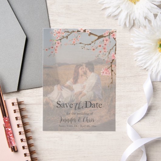 Elegant Cherry Blossom Save the Date Pergament Einladungen (Hochzeit)